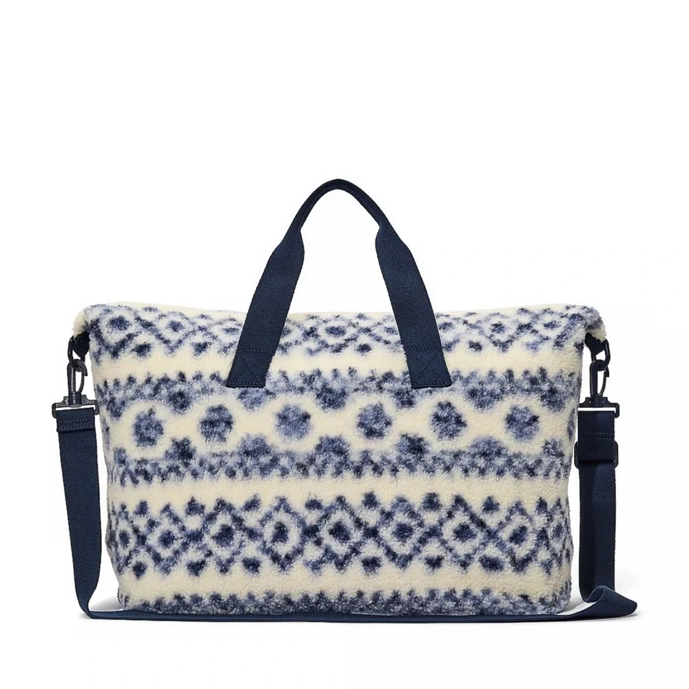 Pink Victoria’s Secret fair isle Sherpa weekender bag
